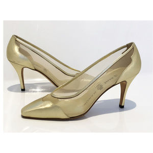 René Mancini Gold Leather Pumps, Italian sz 6.5